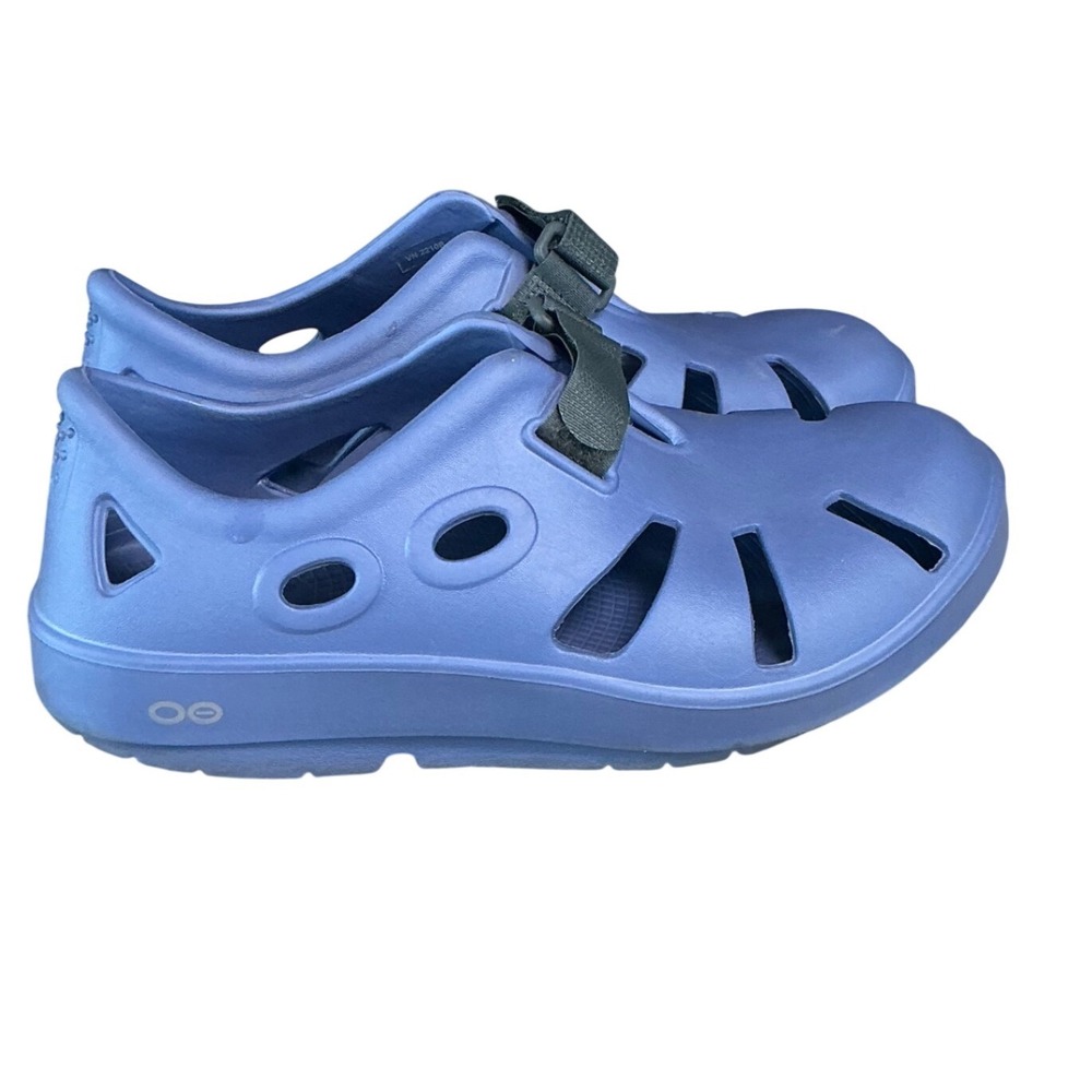 OOFOS OOahh Sport Flex Recovery Shoes Womens 8 Mens 6 Blue Clogs Adjustable